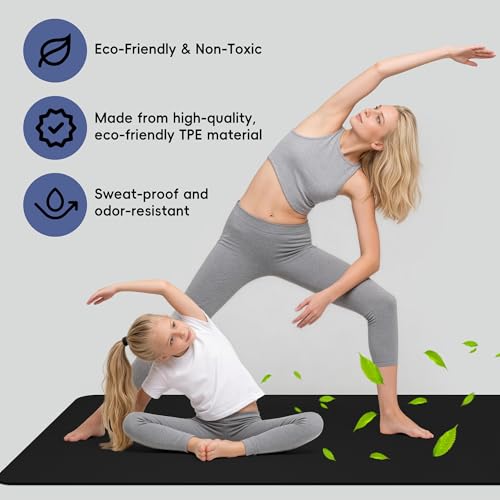 Extra Wide Yoga Mat 72"x 32" - Non Slip TPE Exercise Mat for Home Workout, 6mm High-Density Large Yoga Mat for Men & Women, Eco Friendly Pilates & Fitness Floor Mat with Carry Strap & Bag - Image 7
