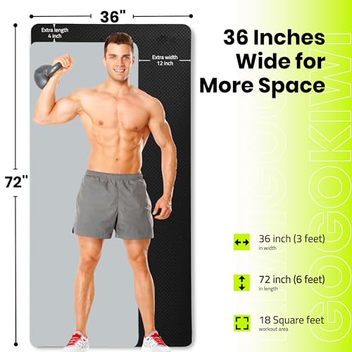 Extra Wide Yoga Mat for Men Women (72"L x 36"W) Non Slip Fitness & Exercise Mat with Alignment Marks for Yoga, Pilates, Floor Workouts - Image 4