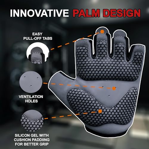 FITNESS FORCE Breathable Workout Gloves for Men and Women, Padded Weight Lifting Gloves with Full Palm Protection for Grip, Exercise, Cycling, Gym, Fitness Training - Image 4