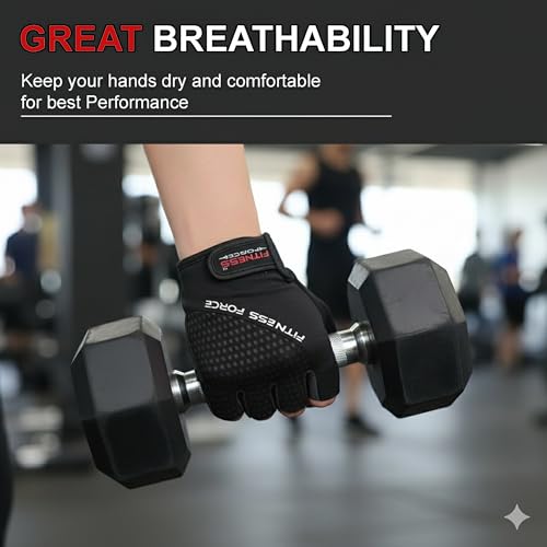 FITNESS FORCE Breathable Workout Gloves for Men and Women, Padded Weight Lifting Gloves with Full Palm Protection for Grip, Exercise, Cycling, Gym, Fitness Training - Image 7
