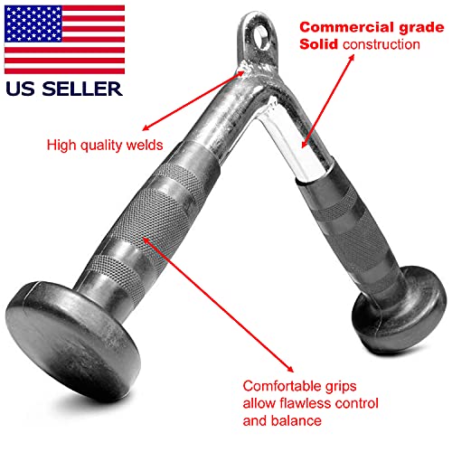 FITNESS MANIAC USA Tricep Press Push Down Bar V Handle Close Grip Cable Multi Gym Attachment Pro Tricep V-Bar with Rubber Handgrips - Image 3