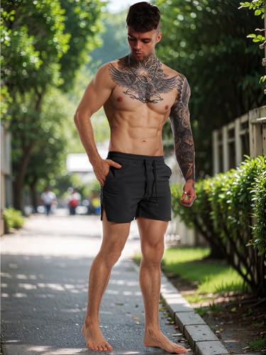 FLYFIREFLY Men's Gym Workout Shorts Quick Dry Lightweight Athletic Shorts Running Bodybuilding Training with Towel Loop - Image 4