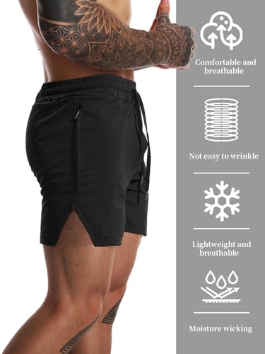 FLYFIREFLY Men's Gym Workout Shorts Quick Dry Lightweight Athletic Shorts Running Bodybuilding Training with Towel Loop - Image 5