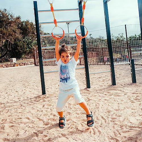 Fitness Gymnastic Ring Swing Monkey Bar Fists Trapeze Obstacle Course For Backyard Outdoor Indoor Jungle Home Gym, 8 Pack Orange Hang Ninja Rope Rings Warrior Accessories Playground Training Equipment - Image 3