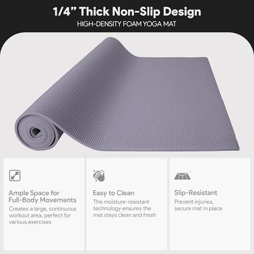 Fitvids All Purpose 1/4-Inch High Density Anti-Tear Exercise Yoga Mat with Carrying Strap, Multiple Colors - Image 4