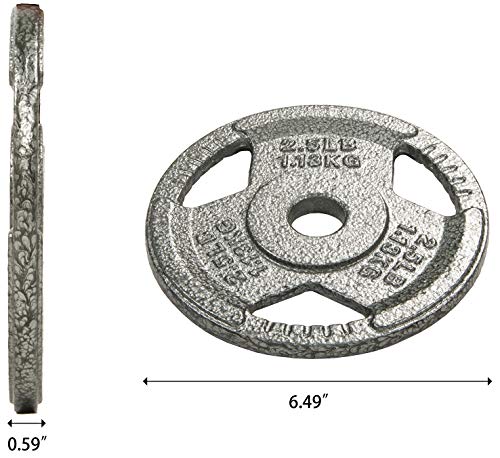 Fitvids Cast Iron Plate Weight Plate for Strength Training and Weightlifting, 1-Inch Center, 2.5LB (Set of 4) - Image 5