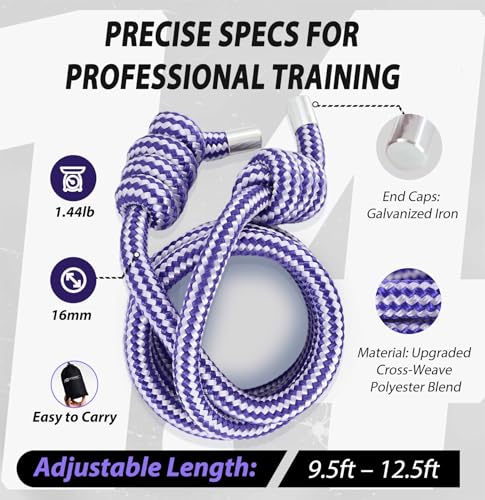 Flow Rope Weighted Fitness Jump Rope for Women Men Workout, Adjustable 1.44lb Heavy Rope for Adult Exercise, Mobility & Coordination Training at Home Gym & Outdoors - Image 3