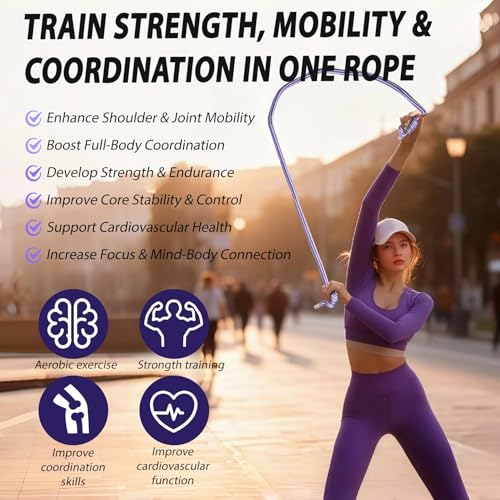 Flow Rope Weighted Fitness Jump Rope for Women Men Workout, Adjustable 1.44lb Heavy Rope for Adult Exercise, Mobility & Coordination Training at Home Gym & Outdoors - Image 6