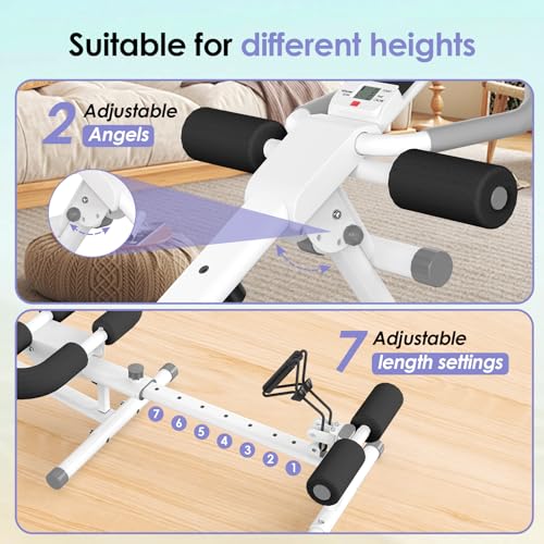 Foldable Ab Machine, 5-in-1 Adjustable Ab Trainer for Home Gym, Full-Body Core Workout Equipment with 10 Length Levels, LED Display & Silent Rollers | Sit-Up & Rowing Machine for Abs Sculpting - Image 7