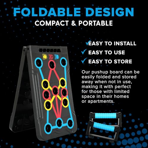 Foldable Push Up Board - Home Workout Equipment with Color-Coded System - Multi-Functional Push-Up Stands for Strength Training, Chest, Arms & Core - Portable Gym for Men & Women - Image 5