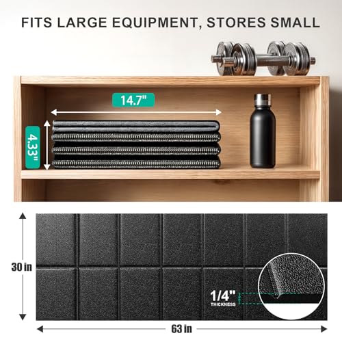 Foldable Treadmill Mat Walking Pads, Bike Exercise Equipment Mat, 1/4" Thick, 63"x30" Anti-Slip Waterproof Floor Protector for Carpet, Home Hardwood, Home Gyms, Workout Fitness Machines, Yoga, Gift - Image 3