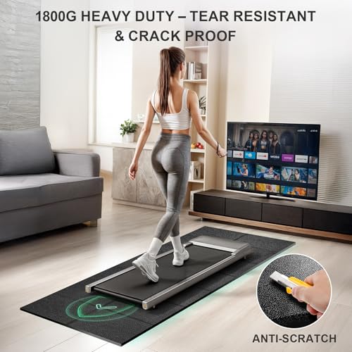 Foldable Treadmill Mat Walking Pads, Bike Exercise Equipment Mat, 1/4" Thick, 63"x30" Anti-Slip Waterproof Floor Protector for Carpet, Home Hardwood, Home Gyms, Workout Fitness Machines, Yoga, Gift - Image 5