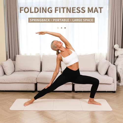 Foldable Yoga Mat - 10mm Extra Thick, 75"26" Non-Slip Exercise Fitness Mat | SGS Eco-Certified, Portable for Yoga/Pilates/Studio/Home Workout - Image 3