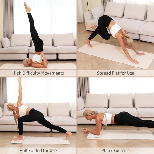 Foldable Yoga Mat - 10mm Extra Thick, 75"26" Non-Slip Exercise Fitness Mat | SGS Eco-Certified, Portable for Yoga/Pilates/Studio/Home Workout - Image 5