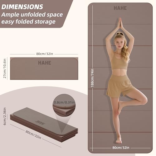 Foldable Yoga Mat,74"Lx32"Wx1/3"Thick,Folding Exercise Mat,Non-slip Wide Pilates Mats for Home Workout/Travel, Portable Yoga Mat Thick for Yoga/Pilates/Camping/Floor Exercises - Image 3