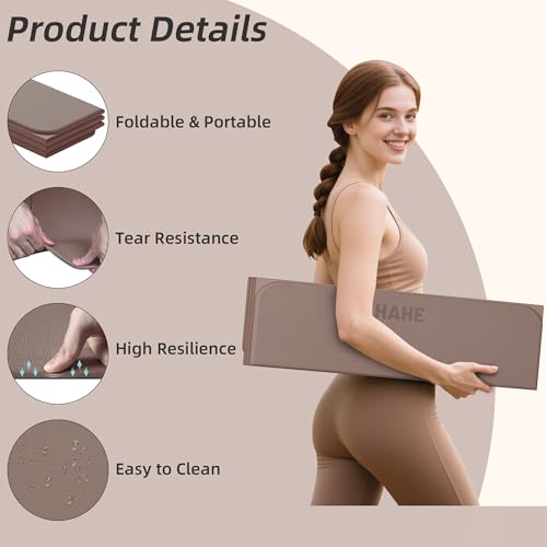 Foldable Yoga Mat,74"Lx32"Wx1/3"Thick,Folding Exercise Mat,Non-slip Wide Pilates Mats for Home Workout/Travel, Portable Yoga Mat Thick for Yoga/Pilates/Camping/Floor Exercises - Image 4