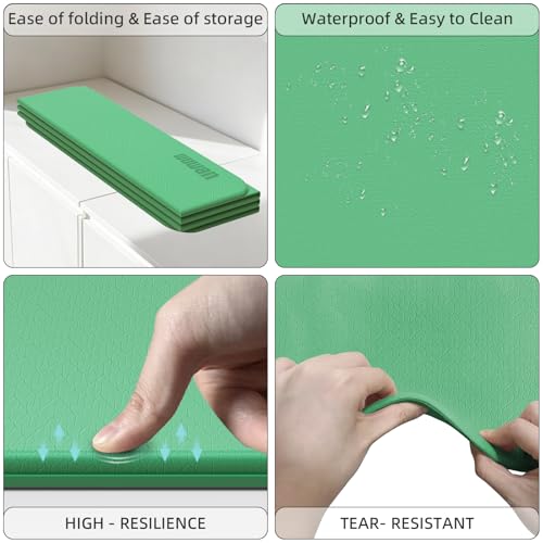 Folding Yoga Mat Extra Thick 0.4 Inch, TPE Exercise Mat 75 x 26 Inches, 7-Panel Non Slip Cushioned Fitness Mat for Yoga, Pilates, Stretching, Home Workout - Image 5