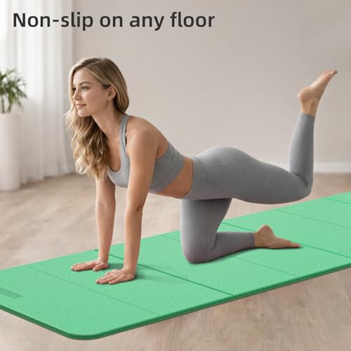 Folding Yoga Mat Extra Thick 0.4 Inch, TPE Exercise Mat 75 x 26 Inches, 7-Panel Non Slip Cushioned Fitness Mat for Yoga, Pilates, Stretching, Home Workout - Image 7