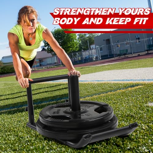 GADFISH Workout Fitness Sled, Weighted Sleds Push Gym Equipment for Adults & Kids, Compatible with 1" & 2" Weight Plates, Multi-Purpose Sled for Outdoor or Home Fitness Training - Image 4