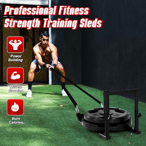 GADFISH Workout Fitness Sled, Weighted Sleds Push Gym Equipment for Adults & Kids, Compatible with 1" & 2" Weight Plates, Multi-Purpose Sled for Outdoor or Home Fitness Training - Image 6