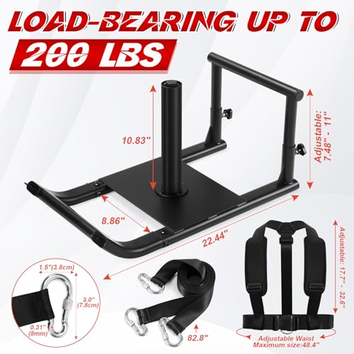 GADFISH Workout Fitness Sled, Weighted Sleds Push Gym Equipment for Adults & Kids, Compatible with 1" & 2" Weight Plates, Multi-Purpose Sled for Outdoor or Home Fitness Training - Image 7