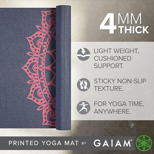 Gaiam Print Yoga Mat, Non Slip Exercise & Fitness Mat for All Types of Yoga, Pilates & Floor Exercises - Image 6