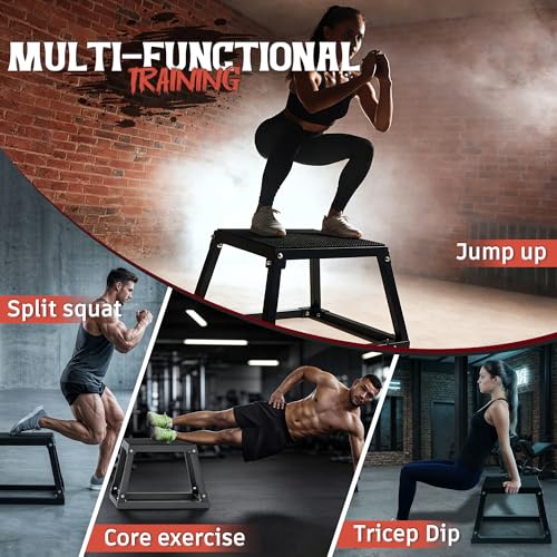 GanFindX Steel Plyometric Jump Box,12/18 Inch Heavy Duty Plyo Platform, Non-Slip Workout Step Box for Home Gym, Agility, Strength & Conditioning Training - Image 4