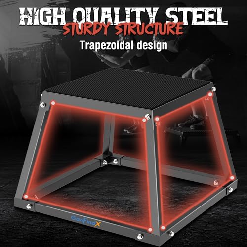 GanFindX Steel Plyometric Jump Box,12/18 Inch Heavy Duty Plyo Platform, Non-Slip Workout Step Box for Home Gym, Agility, Strength & Conditioning Training - Image 6