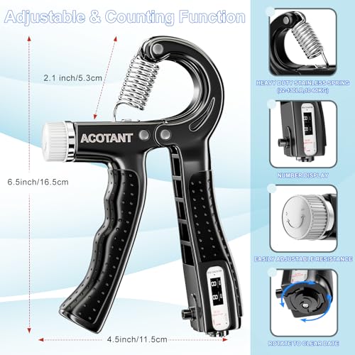 Grip Strength Trainer(5 Pack) with Finger Exerciser, Hand Grip Strengthener, Finger Stretcher,Grip Ring & Stress Relief Ball for Muscle Building and Injury Recover with Carry Bag - Image 3