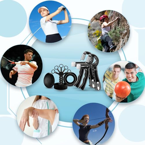 Grip Strength Trainer(5 Pack) with Finger Exerciser, Hand Grip Strengthener, Finger Stretcher,Grip Ring & Stress Relief Ball for Muscle Building and Injury Recover with Carry Bag - Image 7