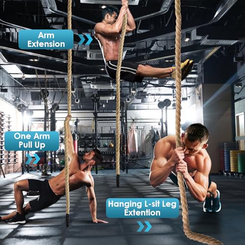 Gym Climbing Rope, 1.5 Inch Diameter 10FT 15FT Gym Fitness Rope for Strength Training, Workout Exercises Climbing Rope for Adults Outdoor or Home Indoor - Image 3