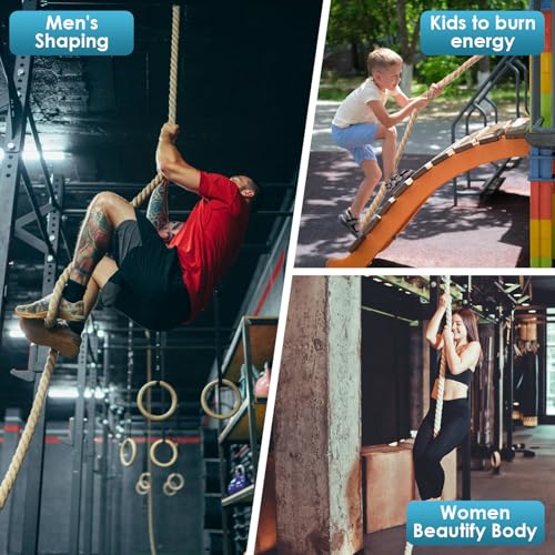 Gym Climbing Rope, 1.5 Inch Diameter 10FT 15FT Gym Fitness Rope for Strength Training, Workout Exercises Climbing Rope for Adults Outdoor or Home Indoor - Image 6