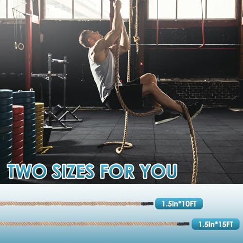 Gym Climbing Rope, 1.5 Inch Diameter 10FT 15FT Gym Fitness Rope for Strength Training, Workout Exercises Climbing Rope for Adults Outdoor or Home Indoor - Image 7