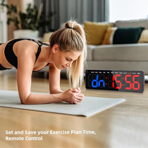 Gym Timer, 16.5" Large Digital Wall Clock for Gym Interval Workout, Remote Control LED Digital Timer for Home Decor, Living Room, Office, Gym, Classroom - Image 7