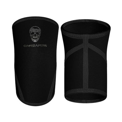 Gymreapers Knee Sleeves (1 Pair) With Gym Bag - IPF Approved - Knee Compression Sleeve Support for Squats, Weightlifting, and Powerlifting 7MM Neoprene Sleeves - 1 Year Warranty (Black/Black, Large) - Image 3