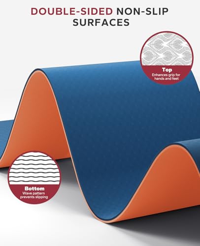 HAPBEAR Large Yoga Mat - 72"x36"x6mm (1/4 inch), Extra Wide Non-Slip Exercise Mat for Home Workout, Yoga, Pilates & Stretching, Durable & Eco-Friendly, Includes Bonus Resistance Bands & Carry Bag - Image 4