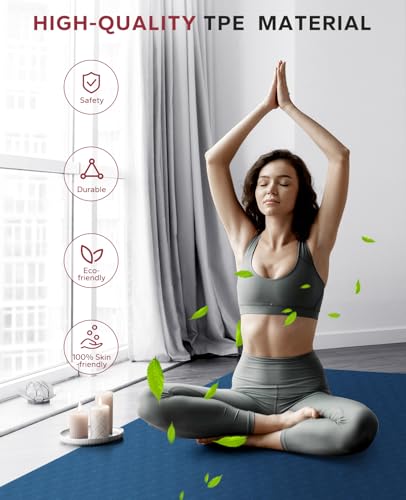 HAPBEAR Large Yoga Mat - 72"x36"x6mm (1/4 inch), Extra Wide Non-Slip Exercise Mat for Home Workout, Yoga, Pilates & Stretching, Durable & Eco-Friendly, Includes Bonus Resistance Bands & Carry Bag - Image 7