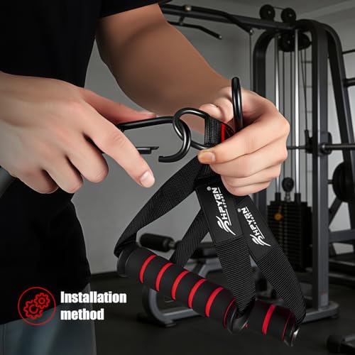 HPYGN Exercise Handle, Replacement Fitness Equipment for Pilates, Yoga, Strength Trainer, Pull Down Home Gym Red, Grey, Blue Working Out Handle - Image 6