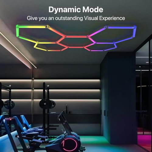 HYPERLITE Hexagon Garage Lights: 5 Grid RGB Hexagon LED Lights with Music Sync Mode, App & Remote Control, Multi-Color Honeycomb Light for Gaming Room, Gym, Garage - Image 6
