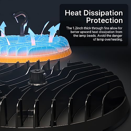 HYPERLITE UFO LED High Bay Light 200w 28000lm Shop Light 5000k Plug High Bay LED Lights for Commercial Bay Lighting 16-20ft Workshop Warehouse Factory Gym Barn ETL - Image 5