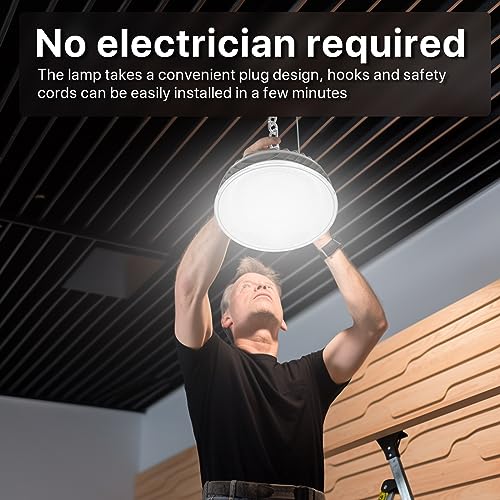 HYPERLITE UFO LED High Bay Light 200w 28000lm Shop Light 5000k Plug High Bay LED Lights for Commercial Bay Lighting 16-20ft Workshop Warehouse Factory Gym Barn ETL - Image 6