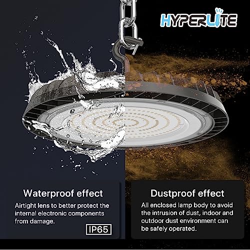 HYPERLITE UFO LED High Bay Light 200w 28000lm Shop Light 5000k Plug High Bay LED Lights for Commercial Bay Lighting 16-20ft Workshop Warehouse Factory Gym Barn ETL - Image 7