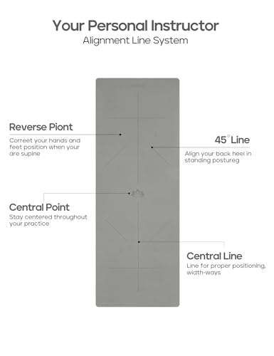 Heathyoga Eco Friendly Non Slip Yoga Mat, Body Alignment System, SGS Certified TPE Material - Textured Non Slip Surface and Optimal Cushioning,72"x 26" Thickness 1/4" - Image 3