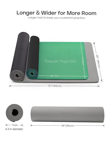Heathyoga Eco Friendly Non Slip Yoga Mat, Body Alignment System, SGS Certified TPE Material - Textured Non Slip Surface and Optimal Cushioning,72"x 26" Thickness 1/4" - Image 6