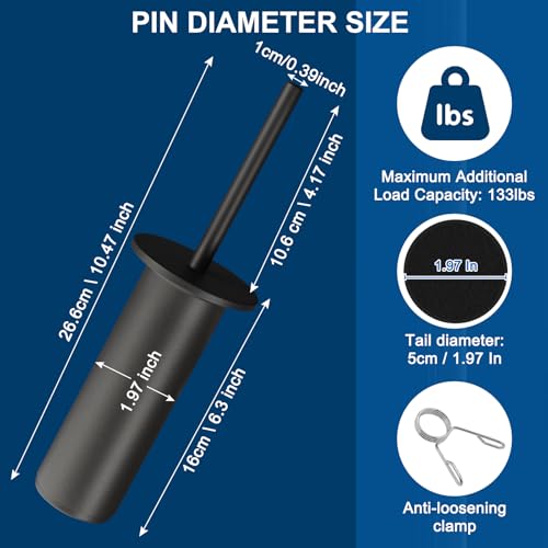 Heavy-Duty Black Weight Stack Pin Extender for Home Gym & Commercial Cable Machines, High-Strength Steel with Spring Clip Collar, 133LBS Max Load, Fits 2" Olympic Weight Plates - Image 3