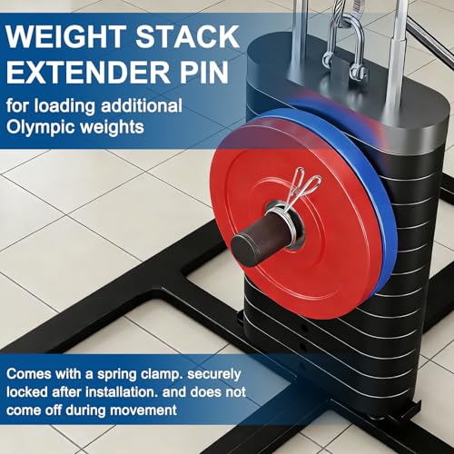 Heavy-Duty Black Weight Stack Pin Extender for Home Gym & Commercial Cable Machines, High-Strength Steel with Spring Clip Collar, 133LBS Max Load, Fits 2" Olympic Weight Plates - Image 6