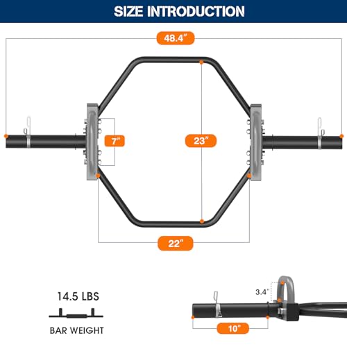 Hex Trap Bar 2-Inch Olympic Weightlifting Barbell,48.6" Deadlift Bar for Squats,Shrugs,Push-Ups,400Lbs Weight Capacit Suitable Home Gym Equipment Workouts for Beginners,Women,Men-Multiple Colors - Image 3