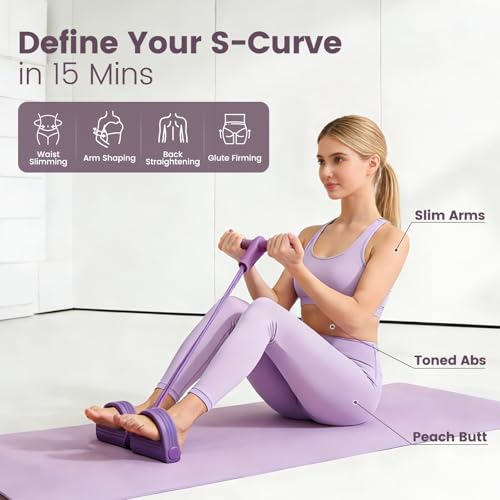 Home Workout Equipment for Women with 6 Tube Elastic Foot Pedal Resistance Band with Handle,Thigh Pelvic Trainer, Leg Fitness Bands Set, Exercise Essentials Starter Kit for Full Body Toning - Image 5