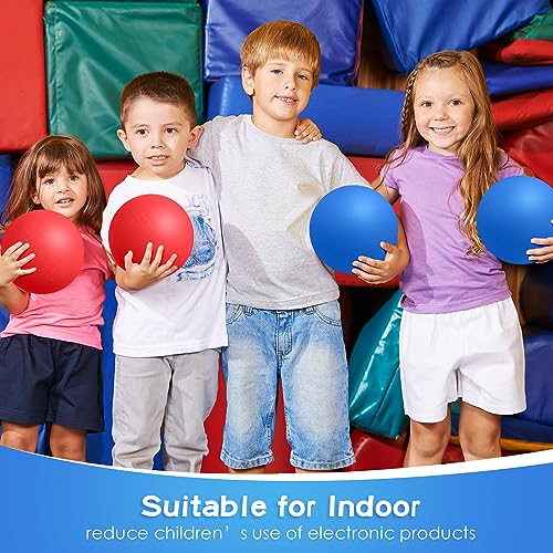 Honoson 12 Pcs 8.5 Inch Playground Ball Bulk Inflatable Kickballs Bouncy Dodgeball for Kids and Adults, Handball with Air Pump for Ball Games, Gym, Outdoor, School(Red and Blue) - Image 3