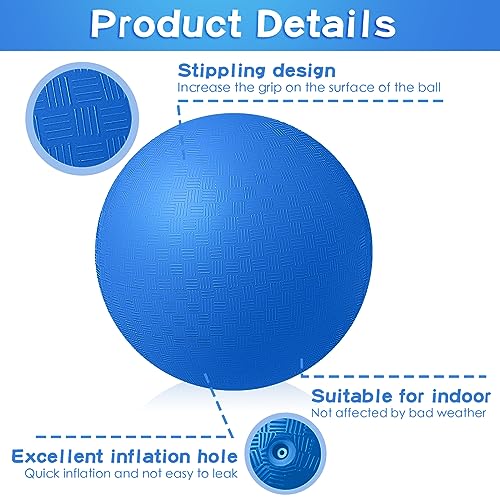 Honoson 12 Pcs 8.5 Inch Playground Ball Bulk Inflatable Kickballs Bouncy Dodgeball for Kids and Adults, Handball with Air Pump for Ball Games, Gym, Outdoor, School(Red and Blue) - Image 5